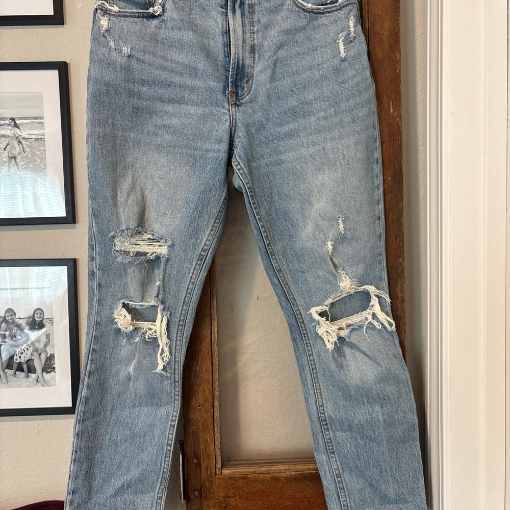 Abercrombie & Fitch Light Blue High Rise Distressed Jeans